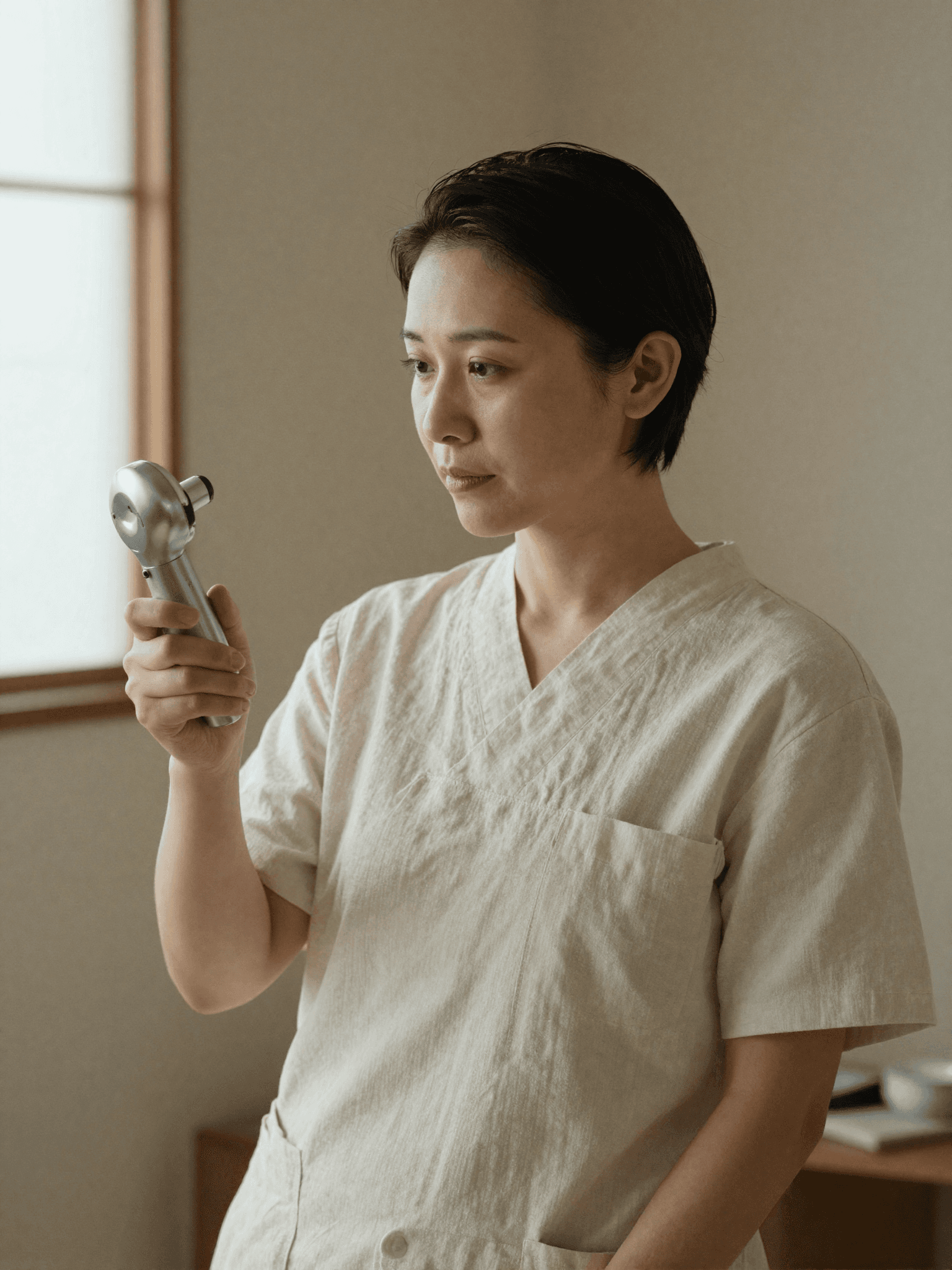 A scalp care specialist at Yume Spa Milano reviewing a scalp analysis with quiet attention